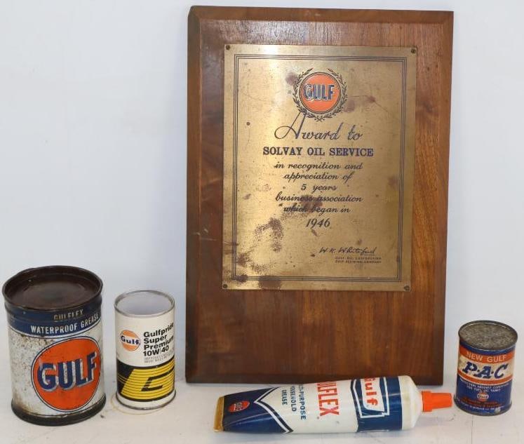 Group of 5 Gulf Grease, Oil, & Recognition Plaque (1 of 2)
