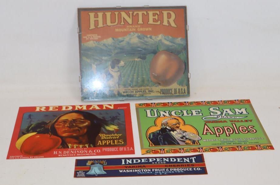 Group of 4 Hunter, Redman, Uncle Sam, and Independent Fruit Container Advertising Labels (1 of 6)