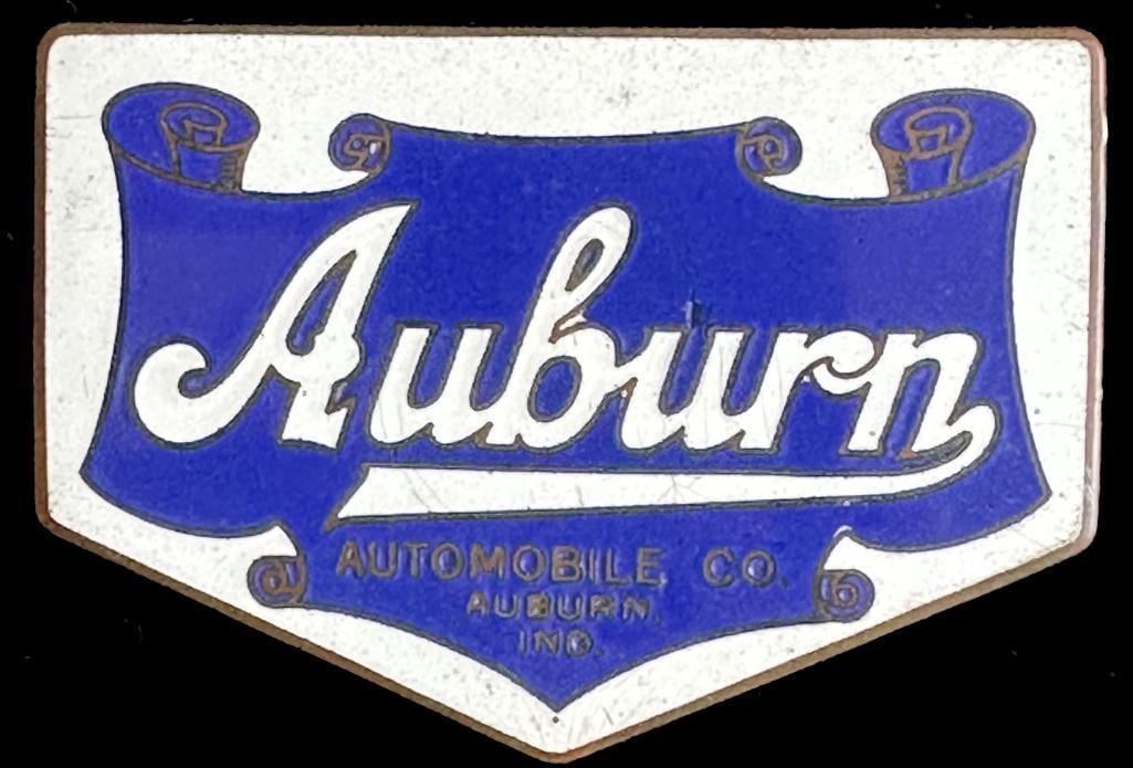 1916-1918 Auburn Radiator Emblem: 1916-1918 Auburn radiator emblem from the Shears Collection. This emblem was also originally part of the John Webster collection, which was purchased by the Shears. It is pictured on www.americanautoe