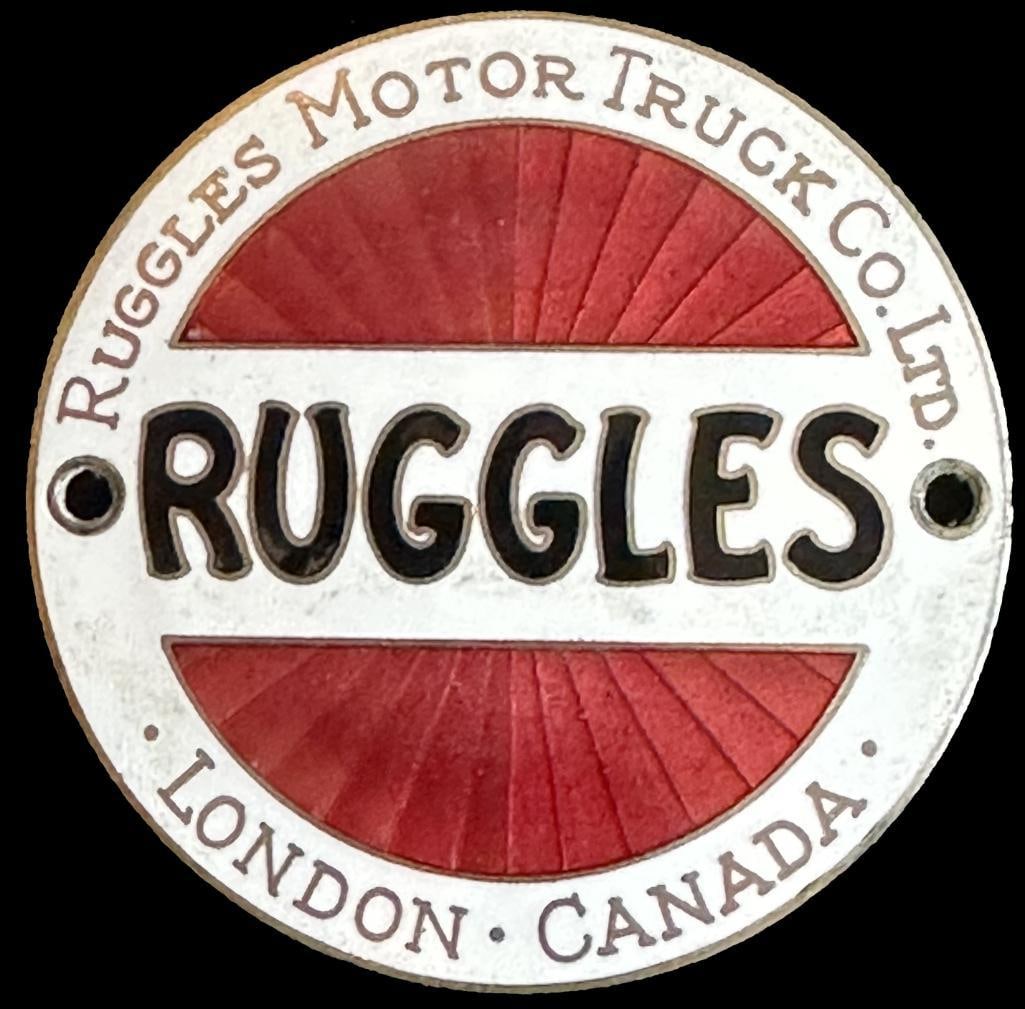 1921-1926 Ruggles Radiator Emblem: 1921-1926 Ruggles red radiator emblem from the Shears Collection. This emblem was also originally part of the John Webster collection, which was purchased by the Shears. It is pictured on www.american