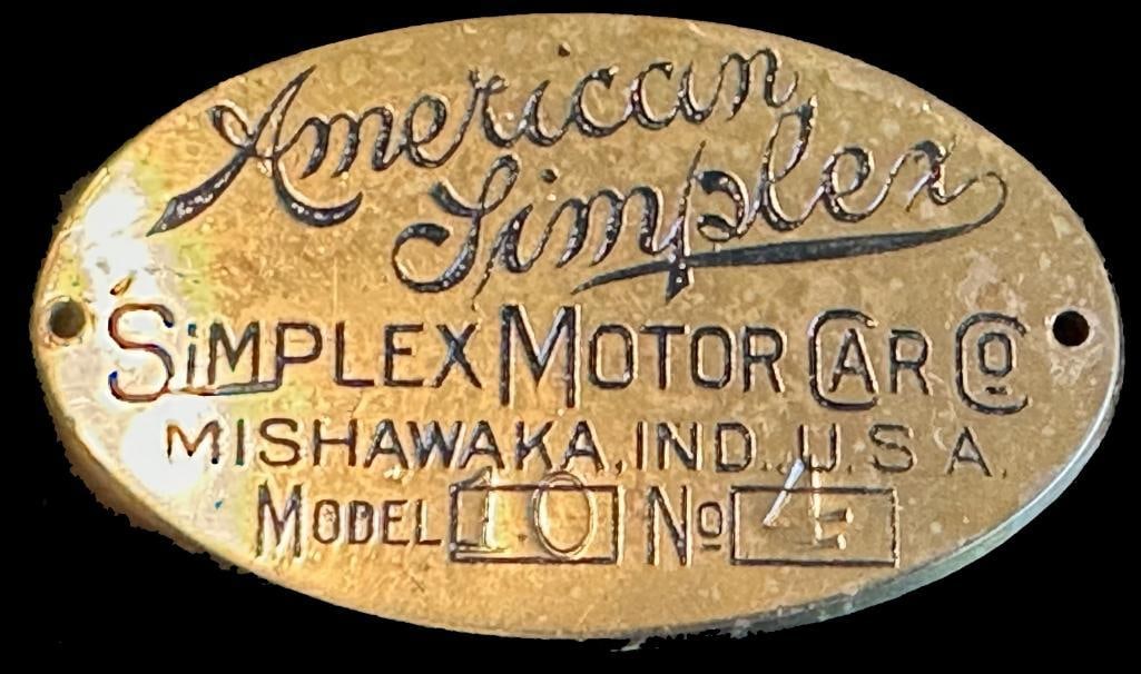 1906-1909 American Simplex Nameplate (1 of 3)