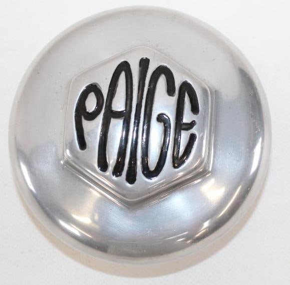 Paige Motor Car Co. Threaded Aluminum Automobile Hubcap: 3.75" x 3.75"