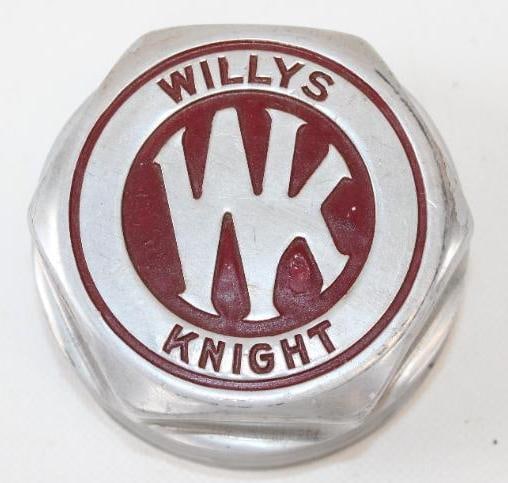 Embossed Willy's Knight Threaded Aluminum Automobile Hubcap (1 of 2)