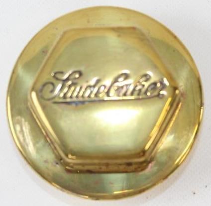 Brass Plated Studebaker Motor Car Co. Threaded Automobile Hubcap (1 of 2)