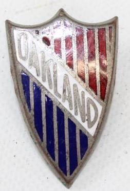 1929 Oakland Motorcar Company Cloisonne Radiator Emblem: 1" x 1.75"