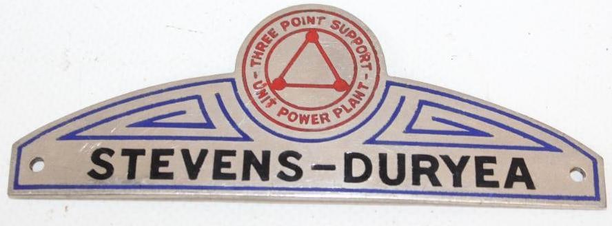 1920's Stephen's-Duryea Cloisonne Radiator Emblem: Reproduction, 4.5" x 1.5"
