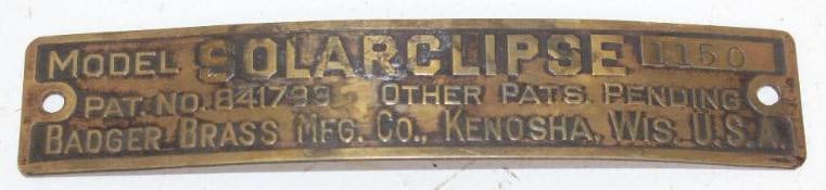 Brass Solarclipse Model 1150 Name Emblem: 4.5" x 1"