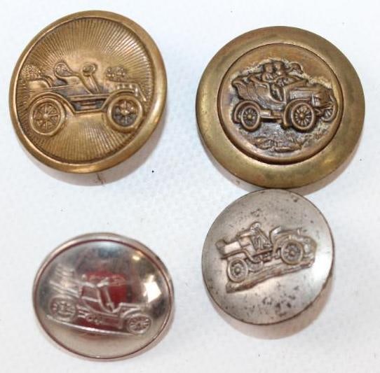 Group of 4 Embossed Early Car Buttons (1 of 2)