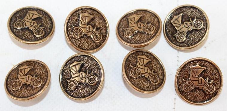 Group of 8 Matching Embossed Early Car Buttons (1 of 2)