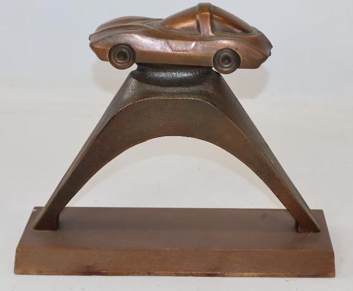 Brass Car Trophy Mounted on Wood Base (1 of 3)