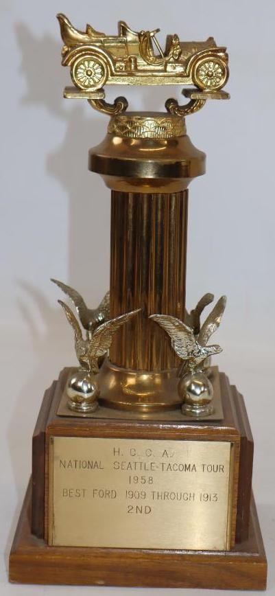 National Seattle Tacoma Tour 1958 Second Place Early Ford Trophy: 5.5" x 5" x 12"