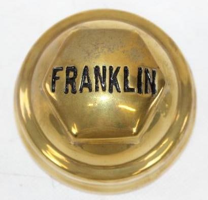 Brass Plated Franklin Automobile Co. Threaded Hubcap (1 of 2)