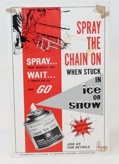 General Motors Oldsmobile Division Spray the Chain on When Stuck in Ice or Snow Tire Chain (1 of 2)