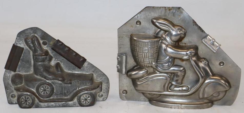 Group of 2 Easter Chocolate Molds with Rabbits Riding Car and Motorcycle (1 of 5)
