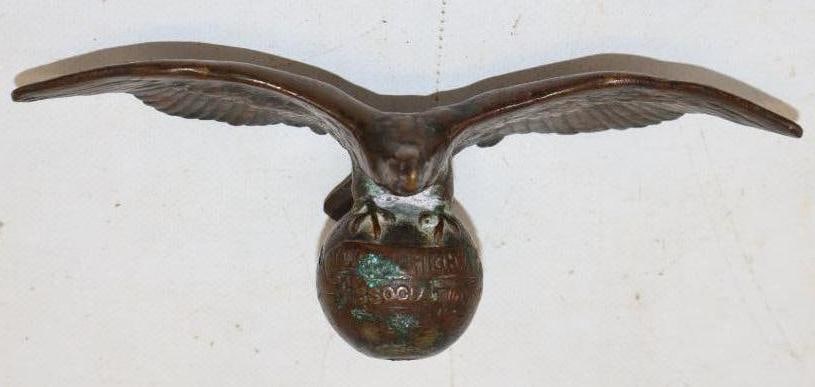 National Highway Association Brass Flying Eagle Automobile Mascot Hood Ornament (1 of 3)