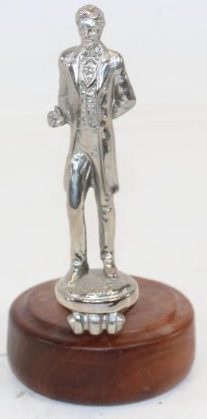 Standing Abraham Lincoln Automobile Car Mascot Hood Ornament Mounted on Wood Base (1 of 4)