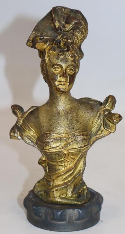Early 1900's Bronze Spelter Female Bust Radiator Mascot Hood Ornament by Pedro Rigual (1 of 4)