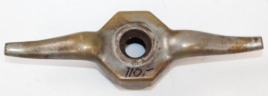 Early Automobile Dog Bone Radiator Cap with Moto Meter Mounting Hole: 8" x 2.5"