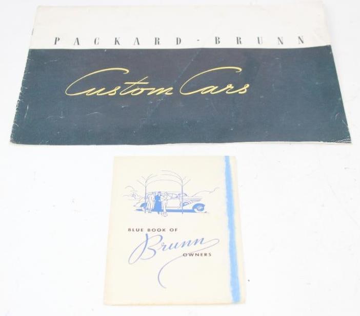 Group of 2 1940's Blue Book of Brunn and Brunn Custom Cars Pamphlet and Book: Largest is 11.75" x 8.5"