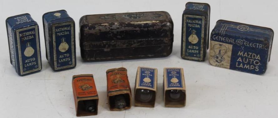 Group of 9 Early Automobile Mazda Lamp Tins & Packages (1 of 5)