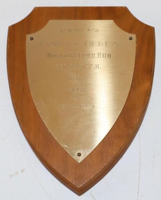 1967 357 MPH World Record Run Plaque: 6" x 7.5"