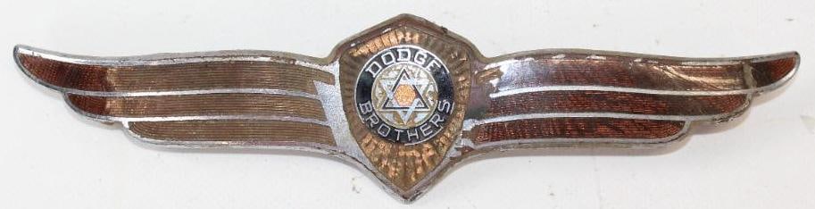 1938 Dodge Brothers Winged Cloisonne Trunk Emblem: 7.75" x 1.75"