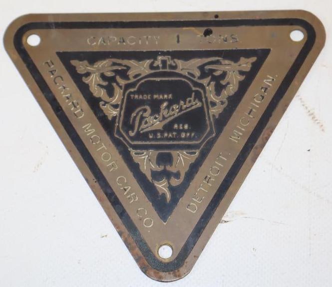 Packard Motor Car Co 4 Ton Capacity Brass Truck Emblem: 5.5" x 4.5"