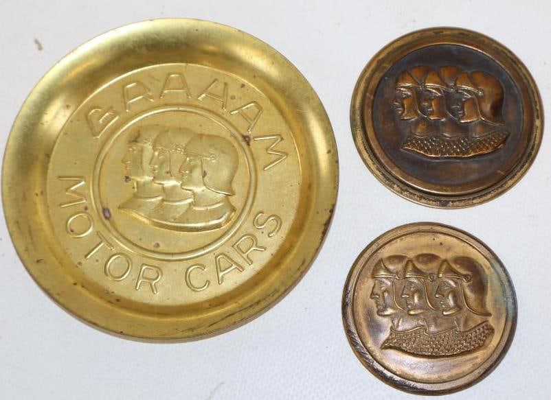 Group of 3 Graham Brothers Hubcap Emblems and Ashtray (1 of 2)