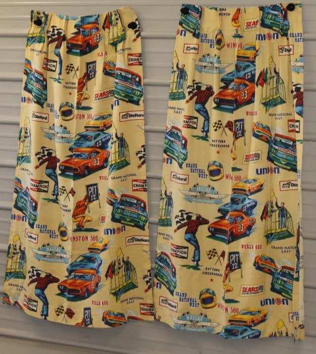 1960's Nascar Racing Curtains: 40" x 60" each