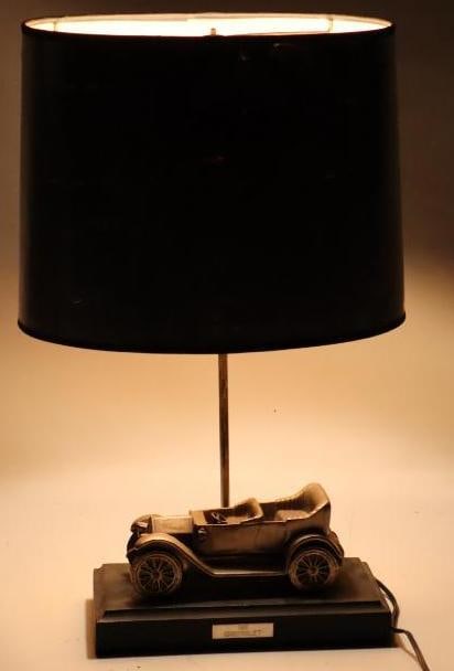 1911 Chevrolet Model Car Desk Lamp: 11" x 13" x 23". Lamp works