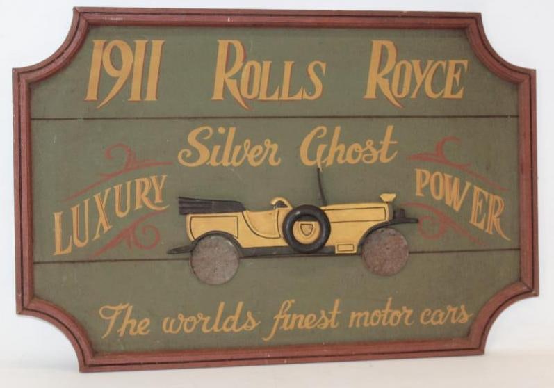 1911 Rolls Royce Framed Embossed Automobile "Hobby Lobby" Sign (1 of 4)