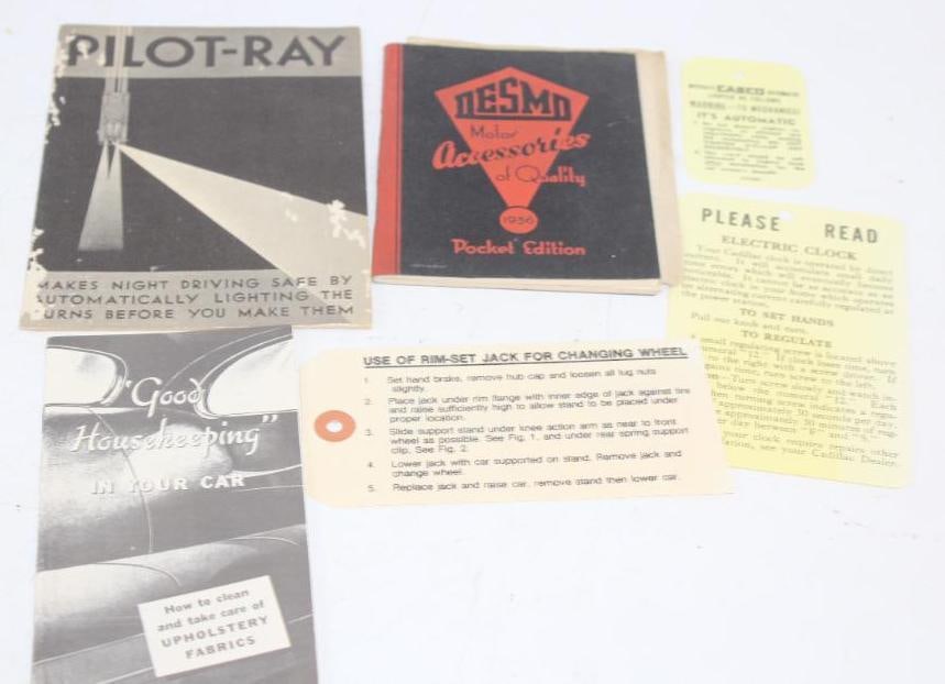 Group of 7 1930's Pilot-Ray, Desmo Accessories, Good Housekeeping Upholstery Fabrics, and Automobile (1 of 7)