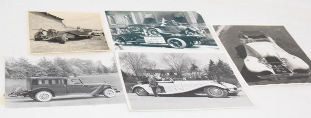Group of 5 Early Automobile Black and White Photos Bugatti: Largest is 8.5" x 10"