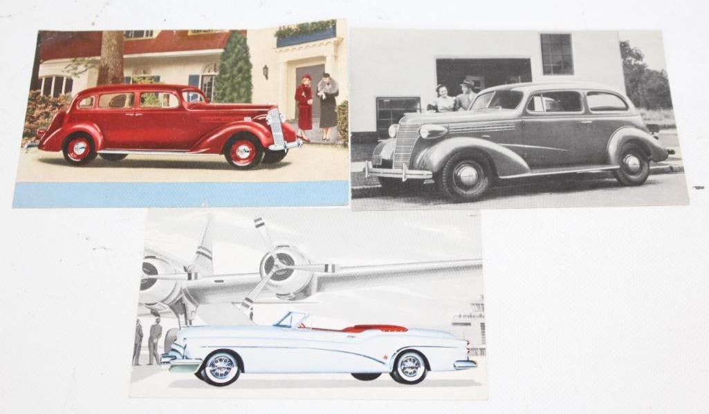 Group of 3 1930's and 1940's Automobile Advertising Post Cards: 5.5" x 3.5" each