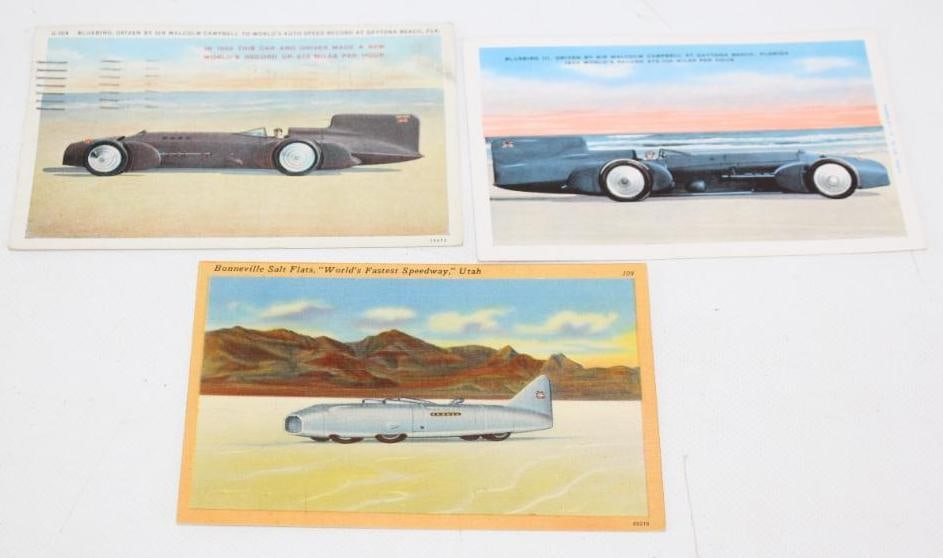 Group of 3 1933 World Record Salt Flat Race Car Post Cards (1 of 2)