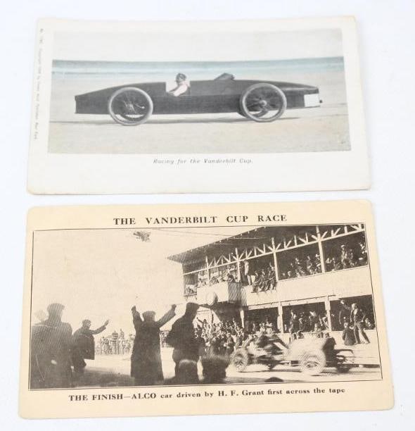 Group of 2 1906 and 1912 Vanderbilt Cup Racing Post Cards: 5.5" x 3.5" each
