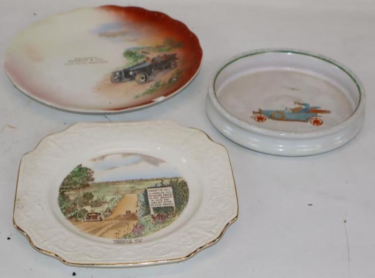 Group of 3 Early Transportation Advertising Plates and Baby Dish (1 of 5)