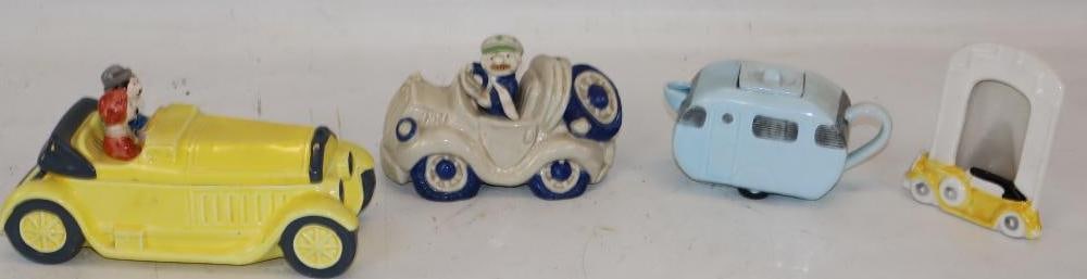 Group of 4 Early Automobile Ceramic Car Shaped Creamer, Coin Bank, and Picture Frame (1 of 5)