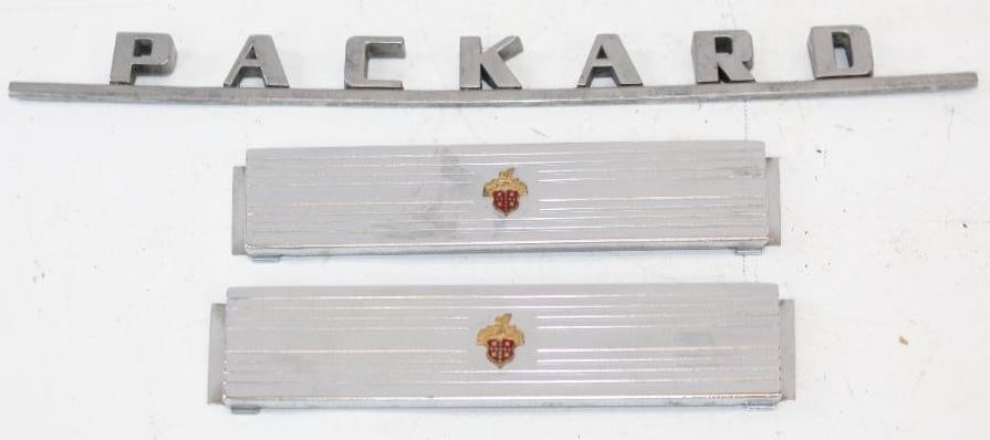 Group of 3 Packard Trim & Fender Emblems: Largest is 14.5" x 1"