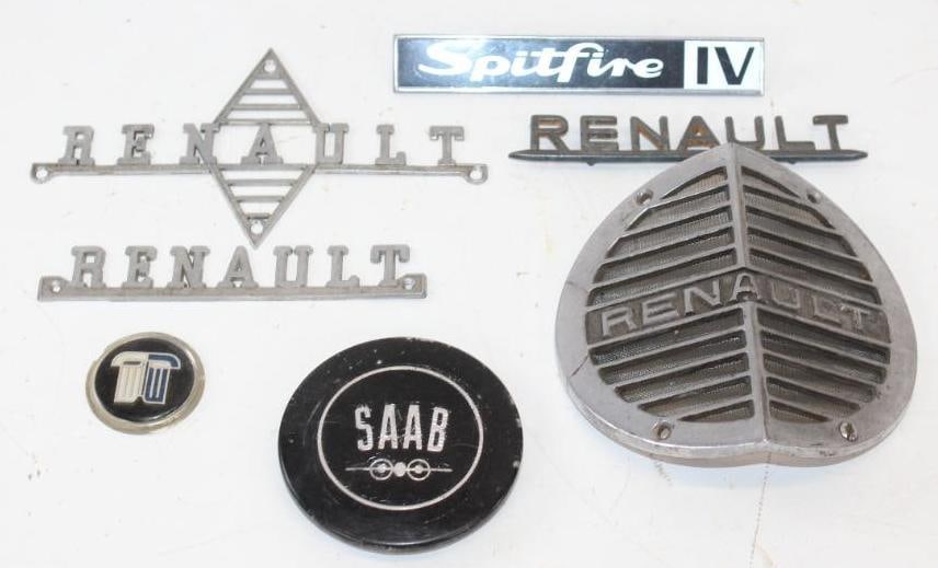 Group of 7 Renault, and Saab Emblems: Largest is 5" x 5"