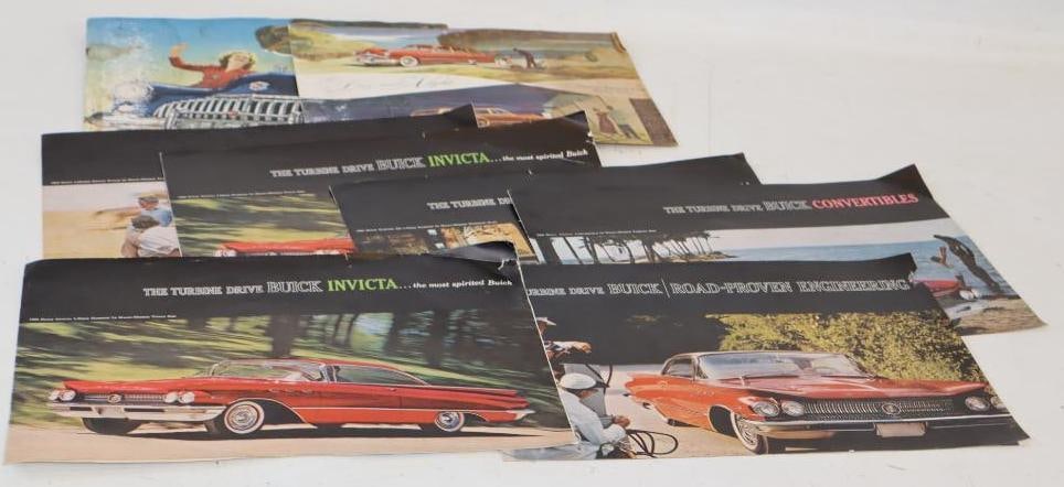Group of 8 1940's Buick Dealership Brochures: Two show heavy water damage. Largest is 13" x 9"