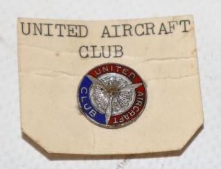 United Aircraft Club Cloisonne Pin Back Badge: .5" x .5"