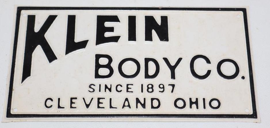 Klein Body Company Cleveland Ohio Embossed Painted Sign (1 of 2)