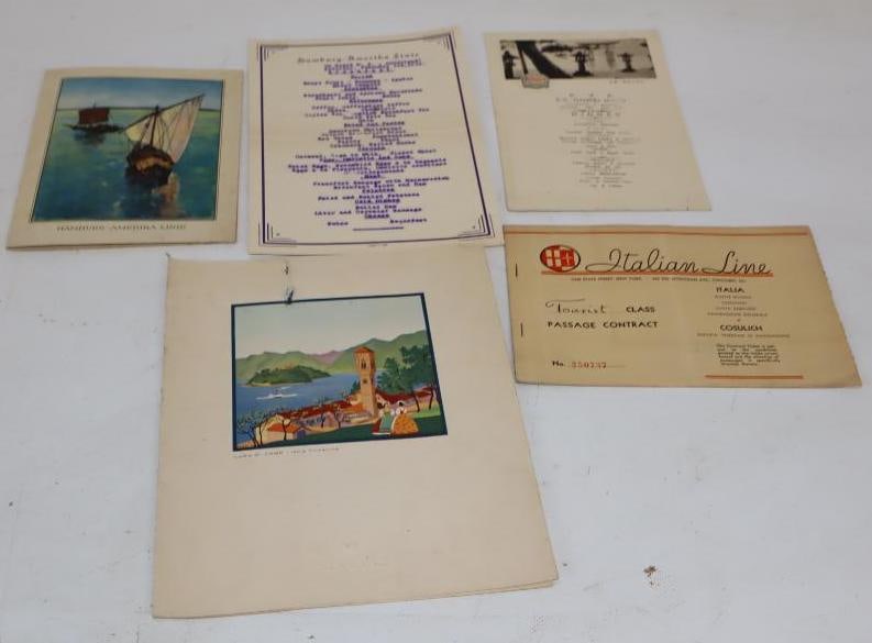 Group of 5 1930's Cruise Ship Receipts, and Menus (1 of 6)