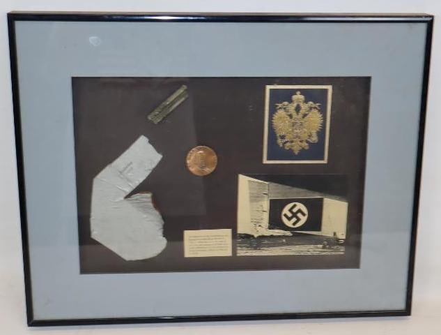 1936 Hindenburg Zeppelin Airship Crash Wreckage Pieces in Framed Picture Shadowbox (1 of 3)