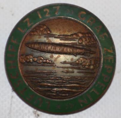 Cloisonne LZ127 Graf Zeppelin German Airship Pin Back Badge (1 of 2)