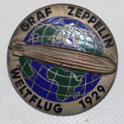 1929 Graf Zeppelin Cloisonne Pin Back Badge (1 of 2)