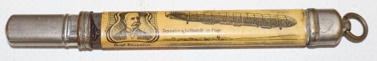1909 Advertising Pencil with Zeppelin Graphics: 3.5" x .5"