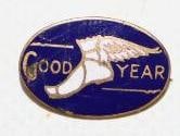 Cloisonne Goodyear Winged Foot Pin Back Badge (White) (1 of 2)