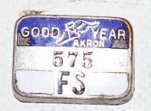 Cloisonne Goodyear Akron Employee Pin Back Badge: 1" x .75"